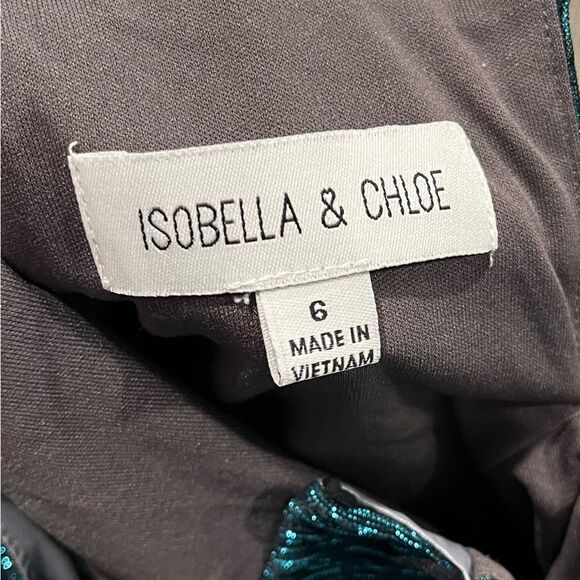 Isobella & Chloe Girls Metallic Dress Side Tie Sleeveless A-Line Green Size 6 - Picture 4 of 4